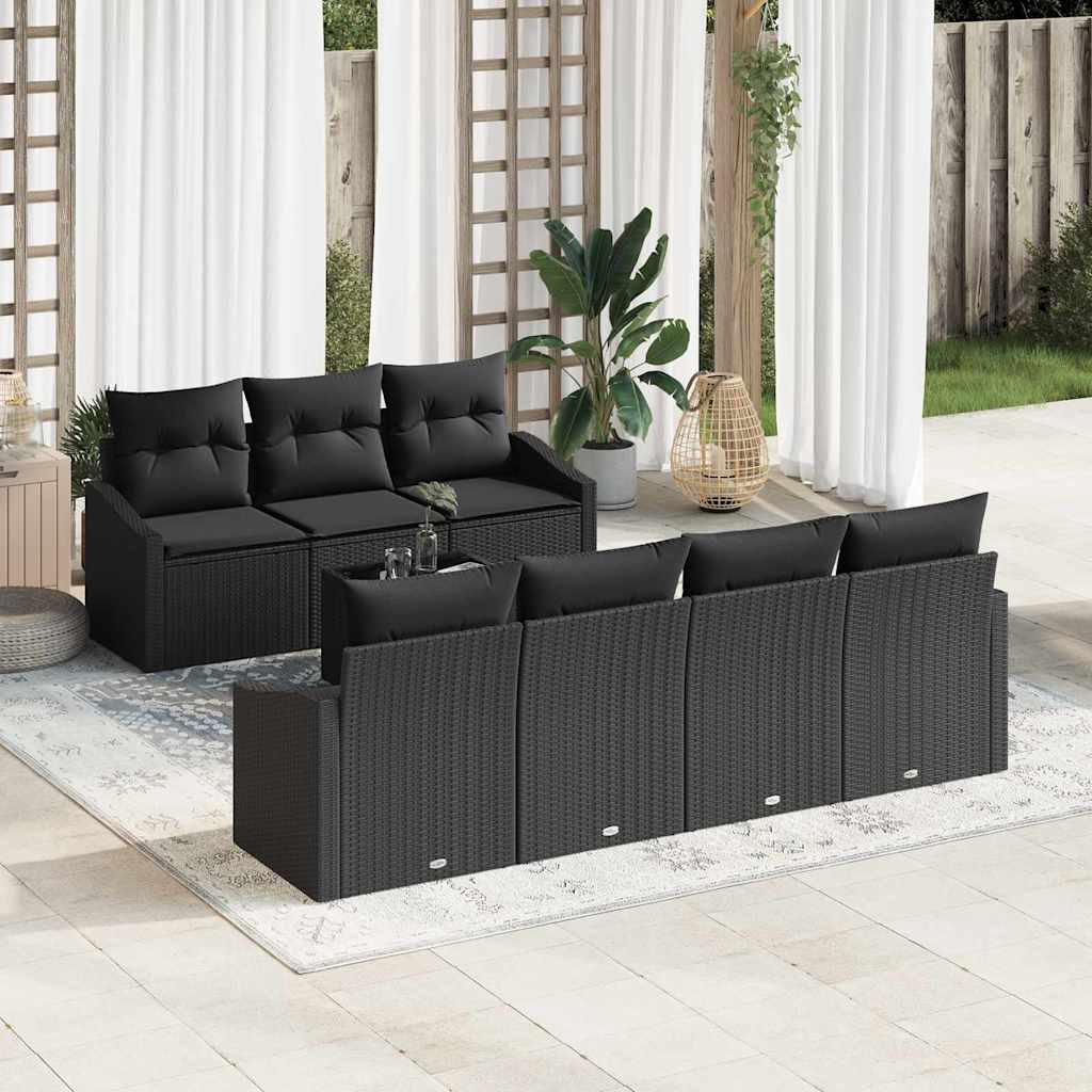 Set sofe s jastukom s pohranom 8 pcs Crna poliratan