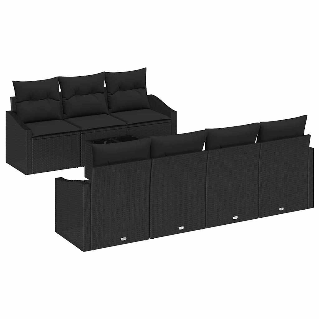 Set sofe s jastukom s pohranom 8 pcs Crna poliratan
