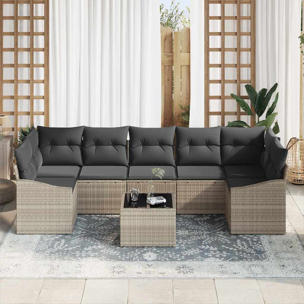 Set sofe s jastukom 8 pcs Svijetlo siva i tamno siva poliratan