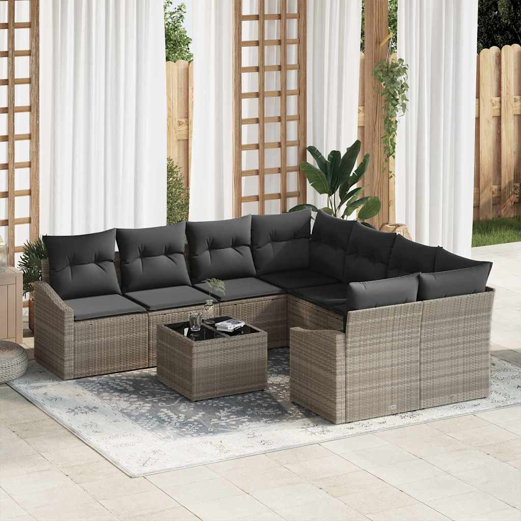 Set sofe s jastukom 9 pcs Svijetlo siva i tamno siva poliratan