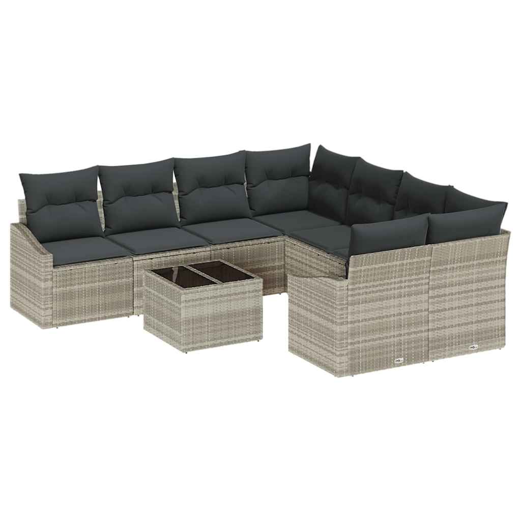 Set sofe s jastukom 9 pcs Svijetlo siva i tamno siva poliratan