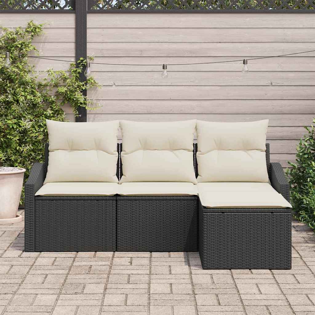 Set sofe s jastukom s pohranom 4 pcs Crna i Krema poliratan