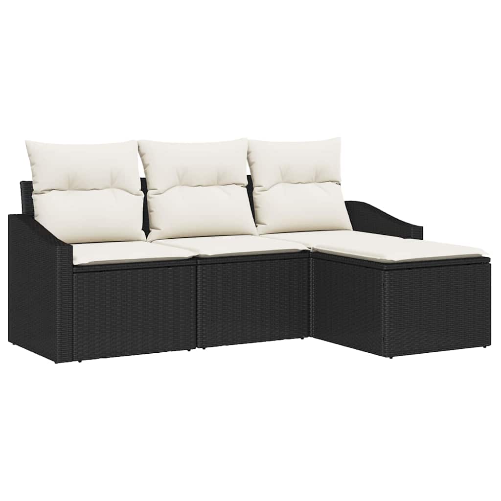 Set sofe s jastukom s pohranom 4 pcs Crna i Krema poliratan