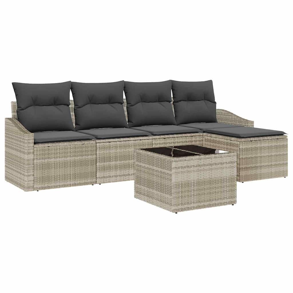 Set sofe s jastukom s pohranom 6 pcs Svijetlo siva poliratan