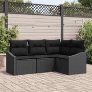 Sjedeća garnitura za vrt 4 kom. Crna poliratan 178,5 x 123,5 x 85 cm