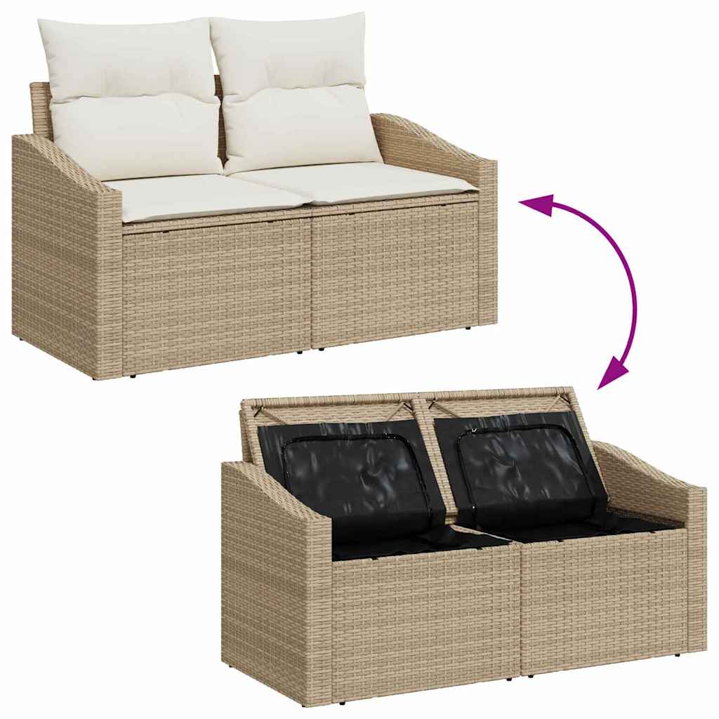 Sjedeća garnitura za vrt 7 pcs Bež i Bijela poliratan