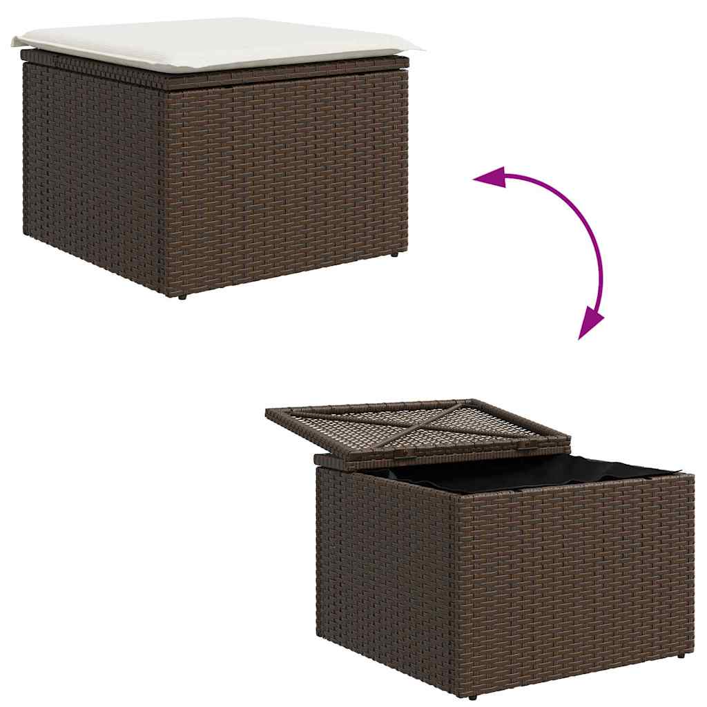 Vrtni set za objed s jastukom s pohranom 6 pcs Smeđa i krem