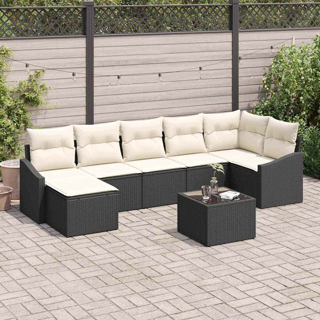 Sjedeća garnitura za vrt 8 kom. Smeđa i krem poliratan 288,5 x 123,5 x 85 cm