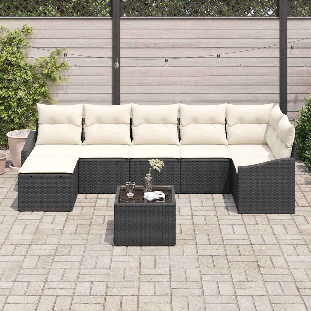 Sjedeća garnitura za vrt 8 kom. Smeđa i krem poliratan 288,5 x 123,5 x 85 cm