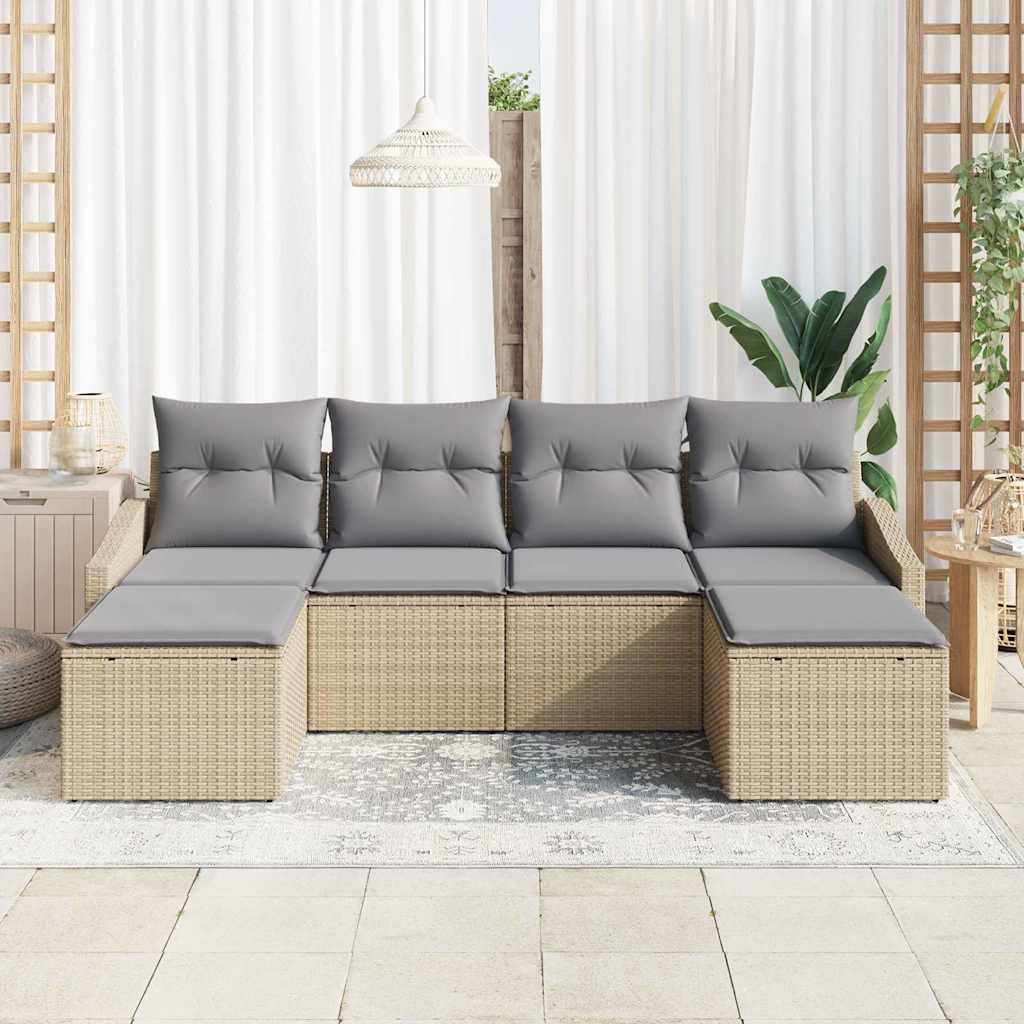 Vrtni set za objed s jastukom 6 pcs Bež i svijetlo siva