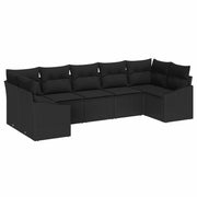 Sjedeća garnitura za vrt 7 kom. Crna poliratan 165 x 62 x 69 cm