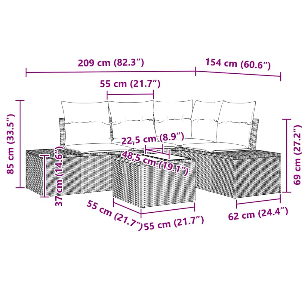 Sjedeća garnitura za vrt s pohranom Bež i krema poliratan