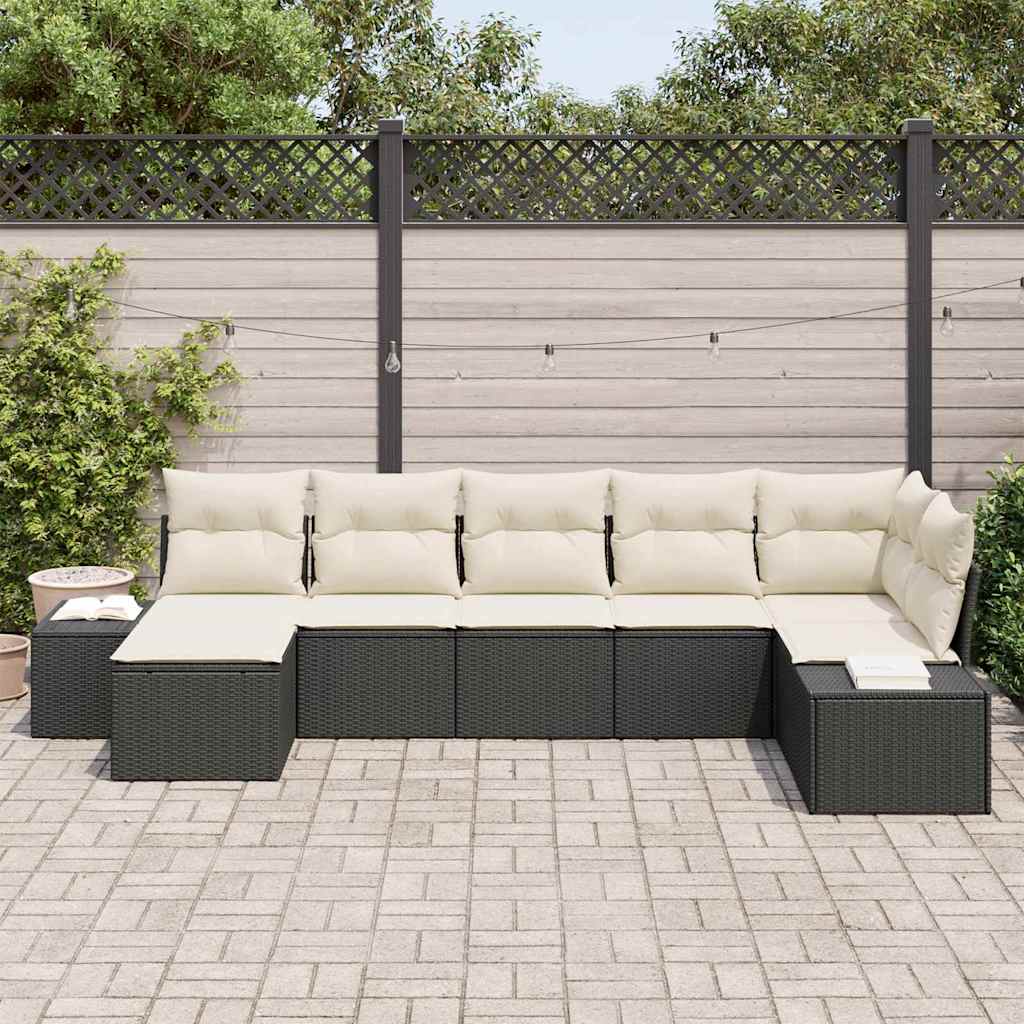 Sjedeća garnitura za vrt 7 kom. Crna poliratan 319 x 62 x 85 cm