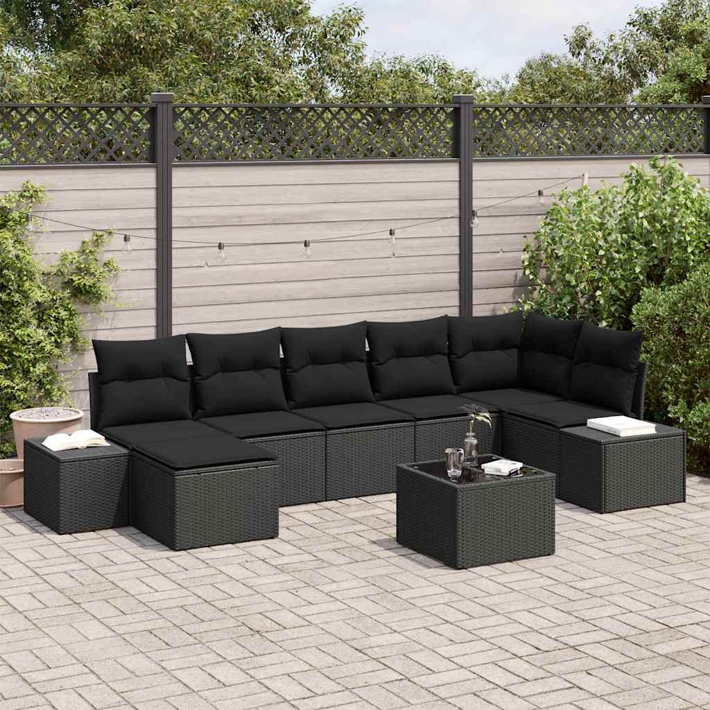 Sjedeća garnitura za vrt 7 kom. Crna poliratan 319 x 62 x 85 cm