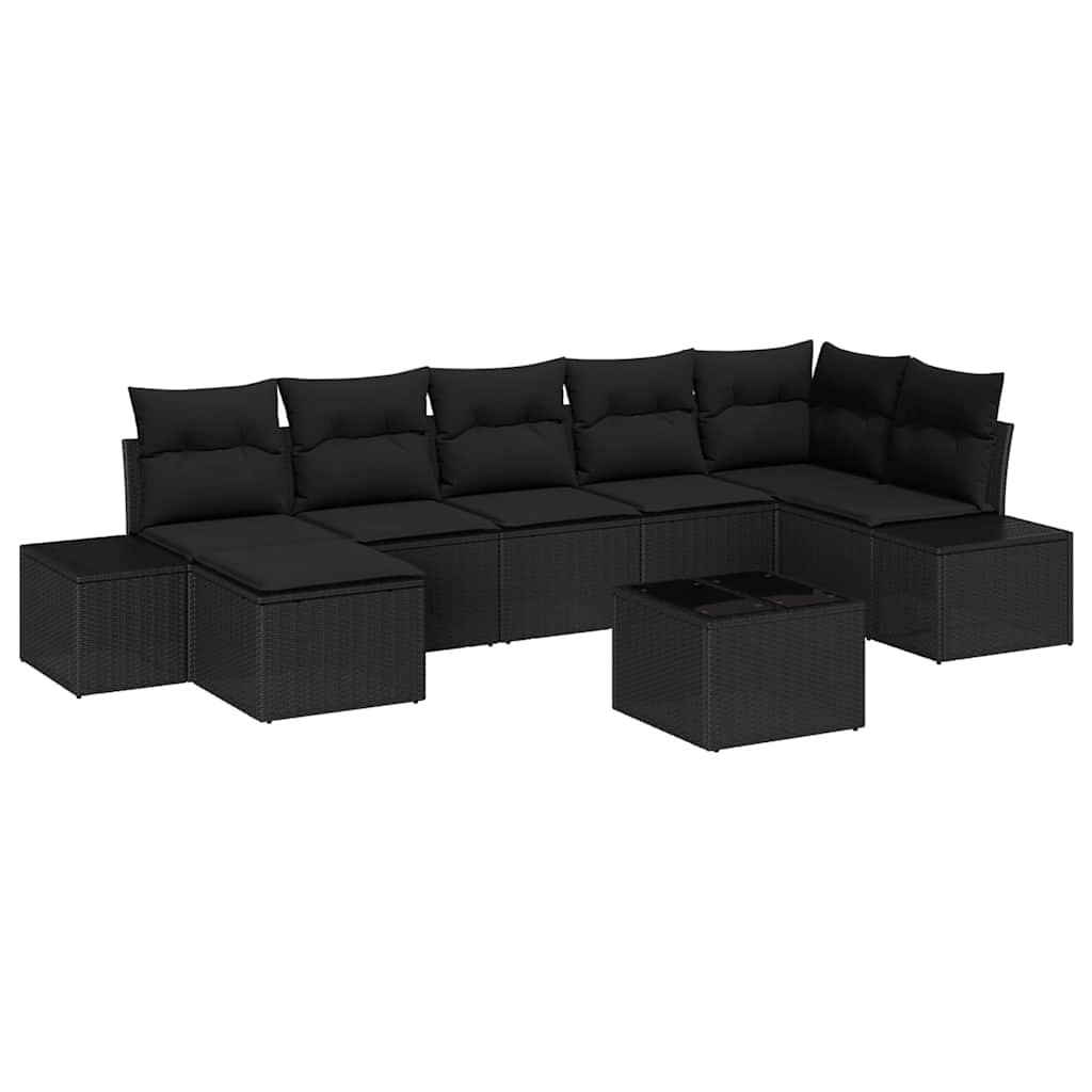 Sjedeća garnitura za vrt 7 kom. Crna poliratan 319 x 62 x 85 cm