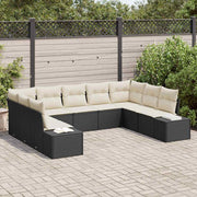 Sjedeća garnitura za vrt 9 pcs Crna i Krema Poliratana