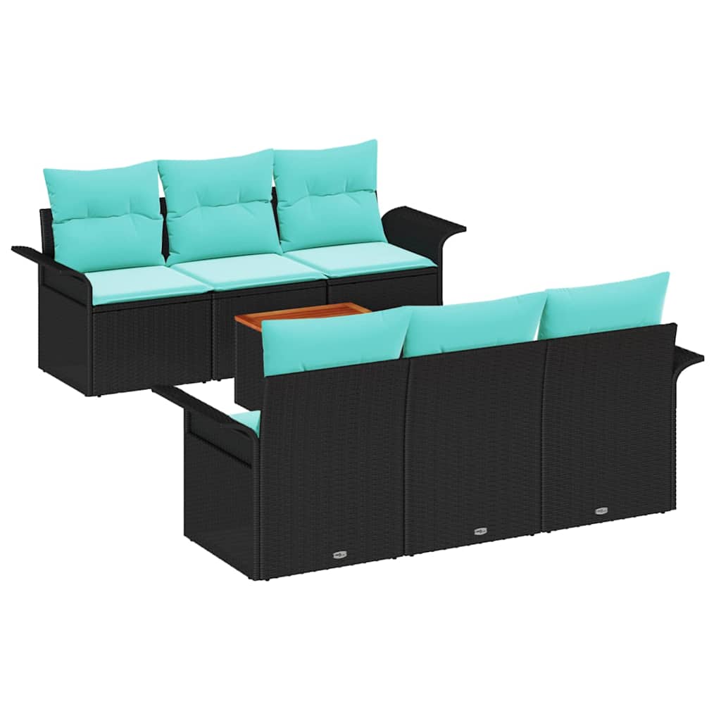 Sjedeća garnitura za vrt 7 pcs Crna i Tirkizna poliratan