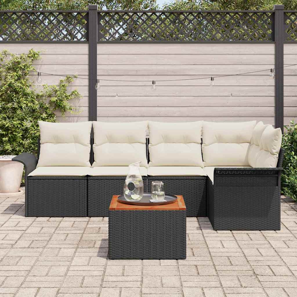 Sjedeća garnitura za vrt 6 kom. 5-Broj sjedala Crna i Krema 242,5 x 132,5 x 69 cm