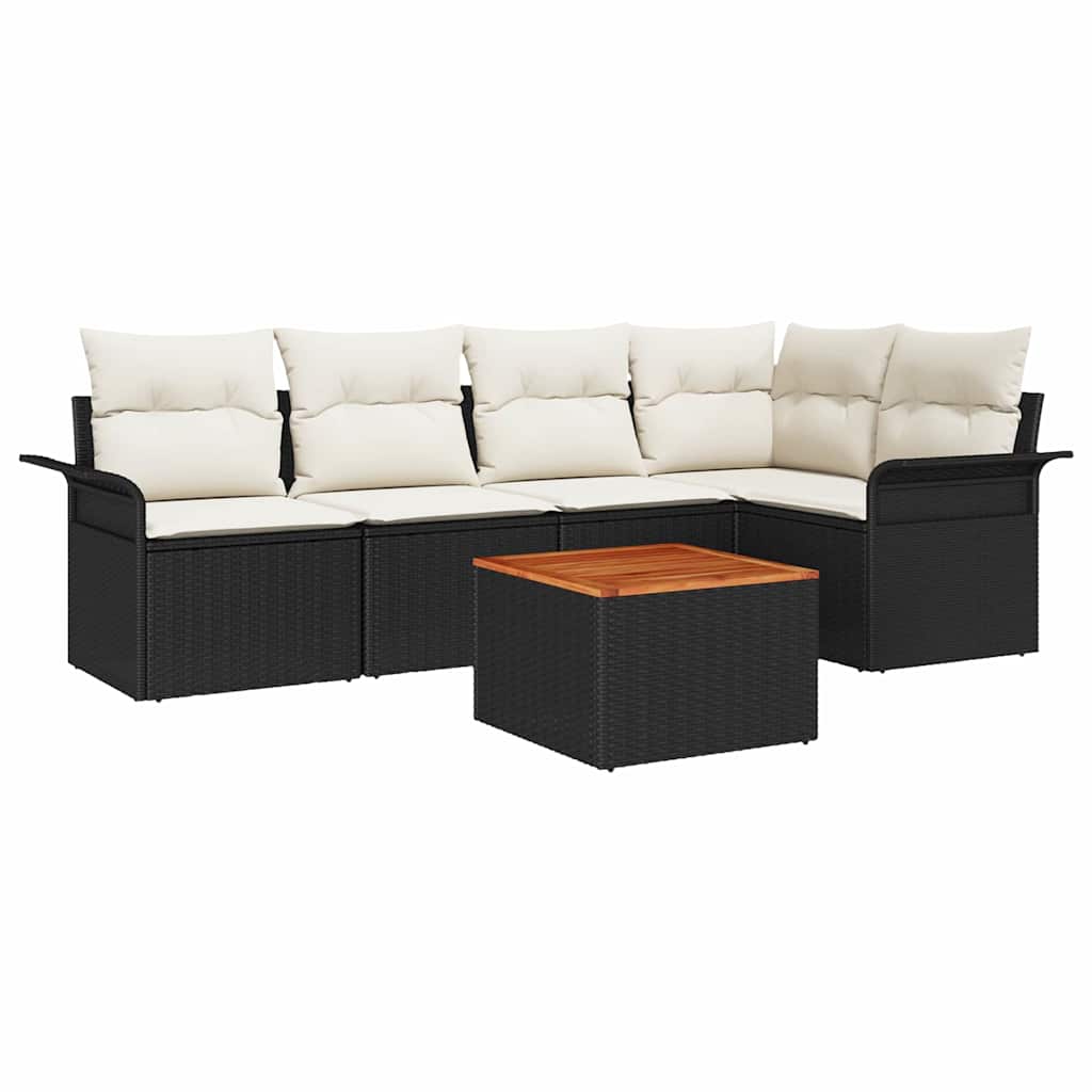Sjedeća garnitura za vrt 6 kom. 5-Broj sjedala Crna i Krema 242,5 x 132,5 x 69 cm