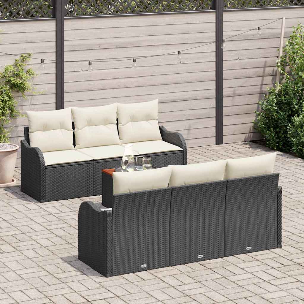 Sjedeća garnitura za vrt 7 kom. Crna i Krema poliratan 176 x 62 x 69 cm