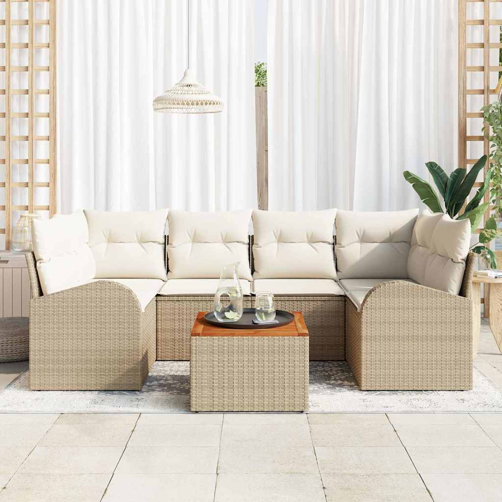 Sjedeća garnitura za vrt 7 kom. Bež i krema poliratan 234 x 124 x 69 cm