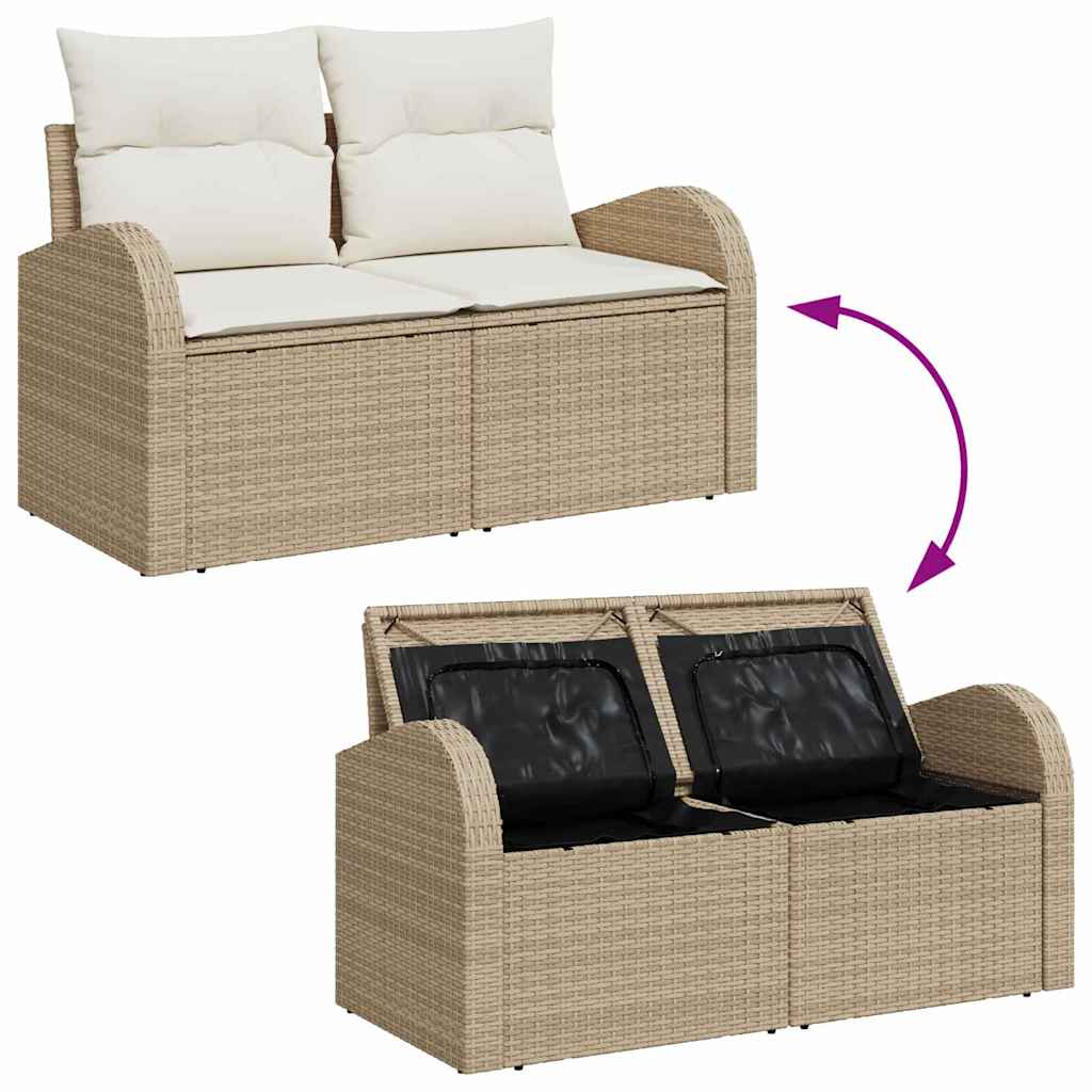 Sjedeća garnitura za vrt s pohranom 9 pcs Bež i krema poliratan
