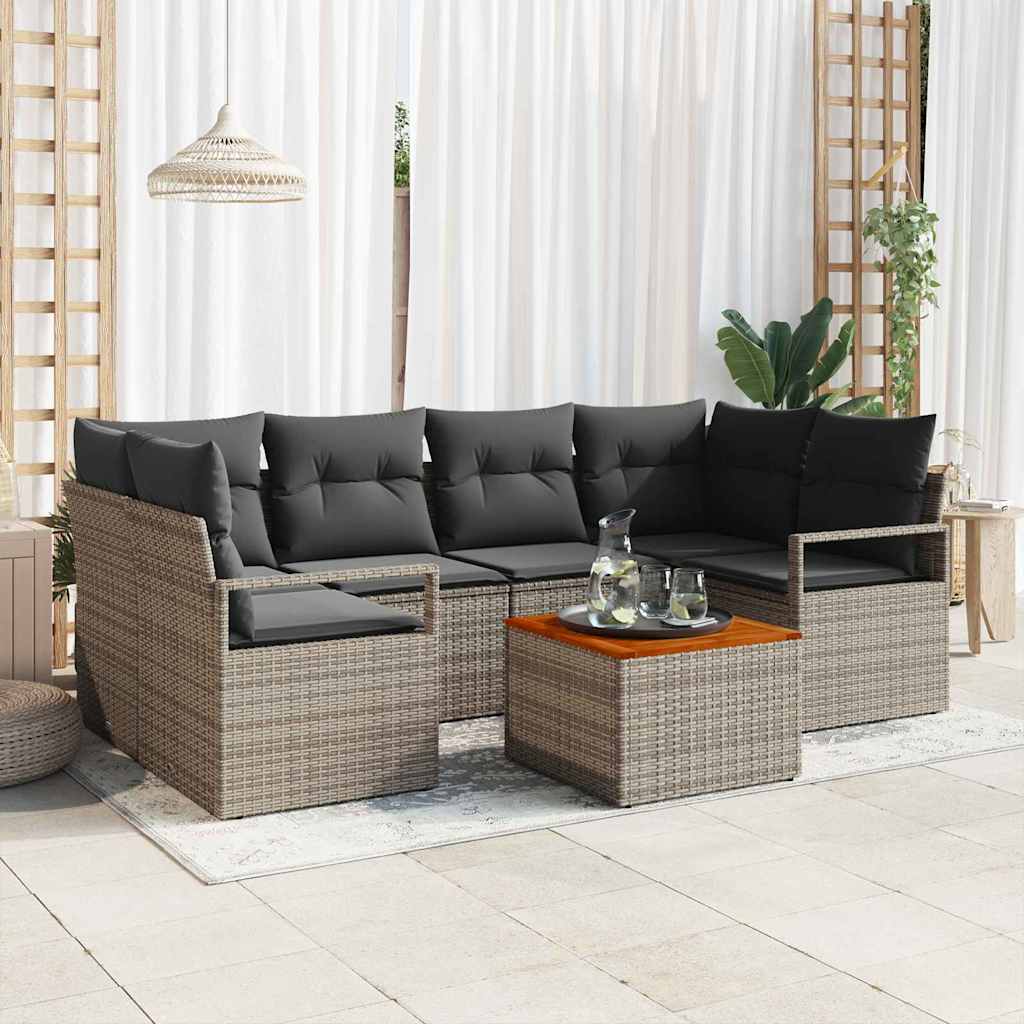 Sjedeća garnitura za vrt 7 kom. Siva poliratan 234 x 122 x 69 cm