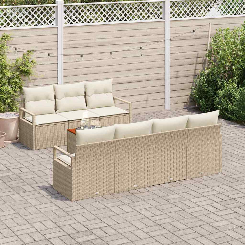 Sjedeća garnitura za vrt s pohranom 8 pcs Bež i krema poliratan
