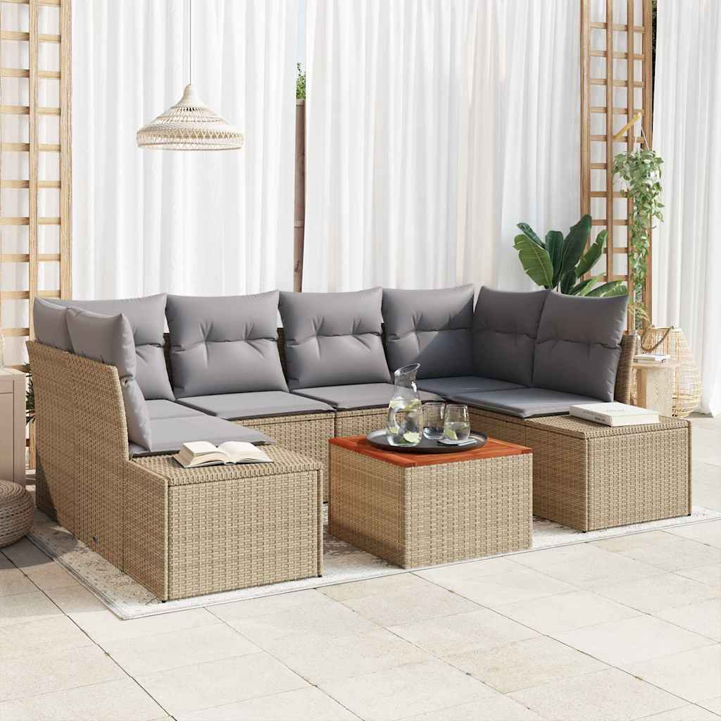 Sjedeća garnitura za vrt 7 kom. Bež i svijetlo siva poliratan 234 x 154 x 69 cm