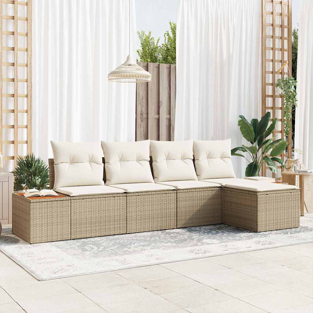 Sjedeća garnitura za vrt 6 pcs Bež i krema Poliratana