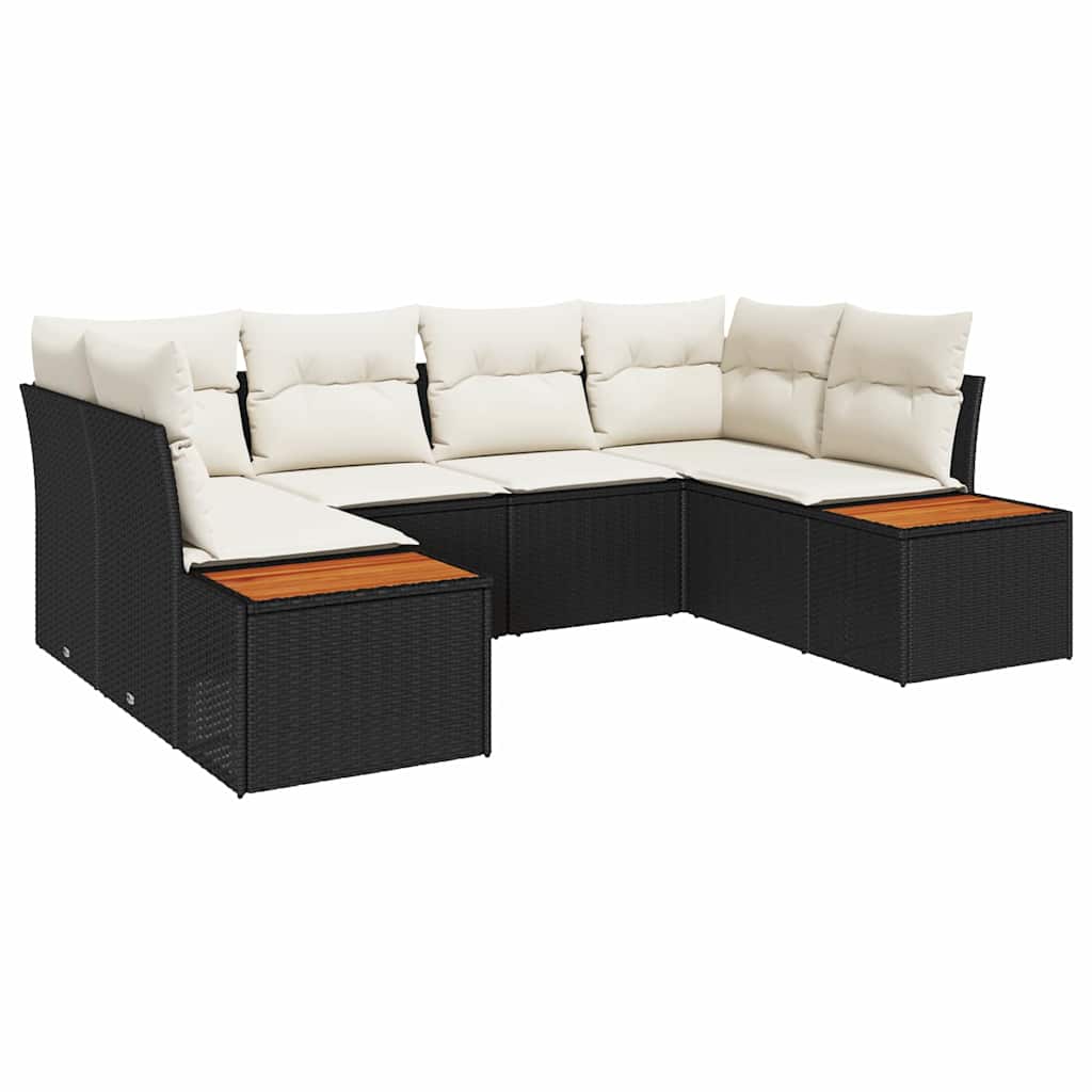 Sjedeća garnitura za vrt 6 pcs Crna i Krema Poliratana