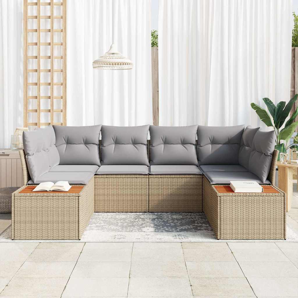 Sjedeća garnitura za vrt 6 pcs Bež i svijetlo siva Poliratana
