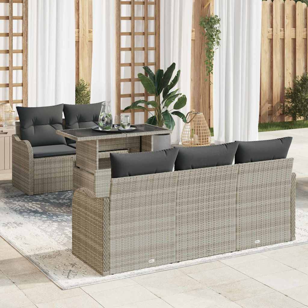 Sjedeća garnitura za vrt 6 pcs Svijetlo siva Poli Ratan