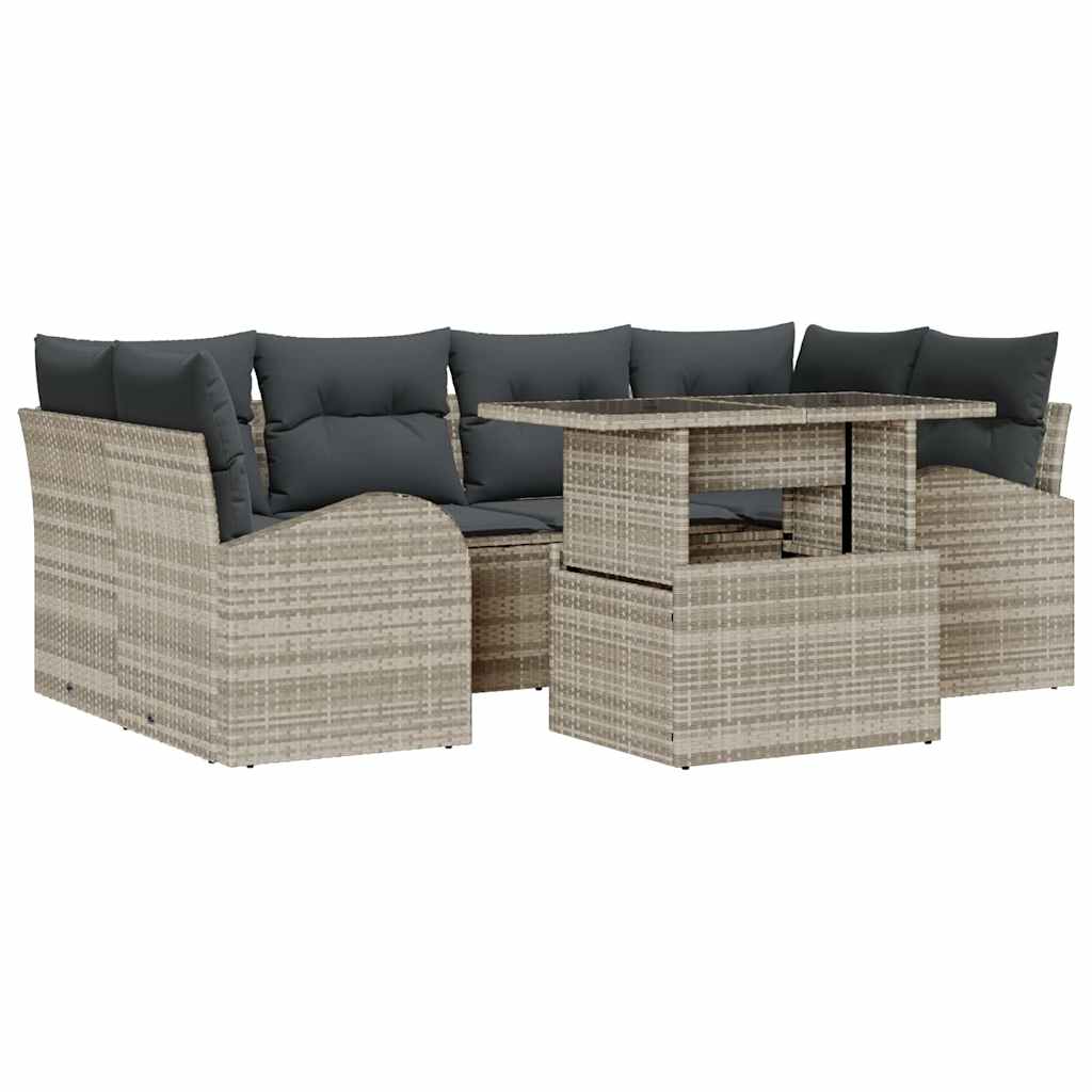 Sjedeća garnitura za vrt 7 kom. Svijetlo siva Poli Ratan Svjetlosiva 234 x 124 x 85 cm