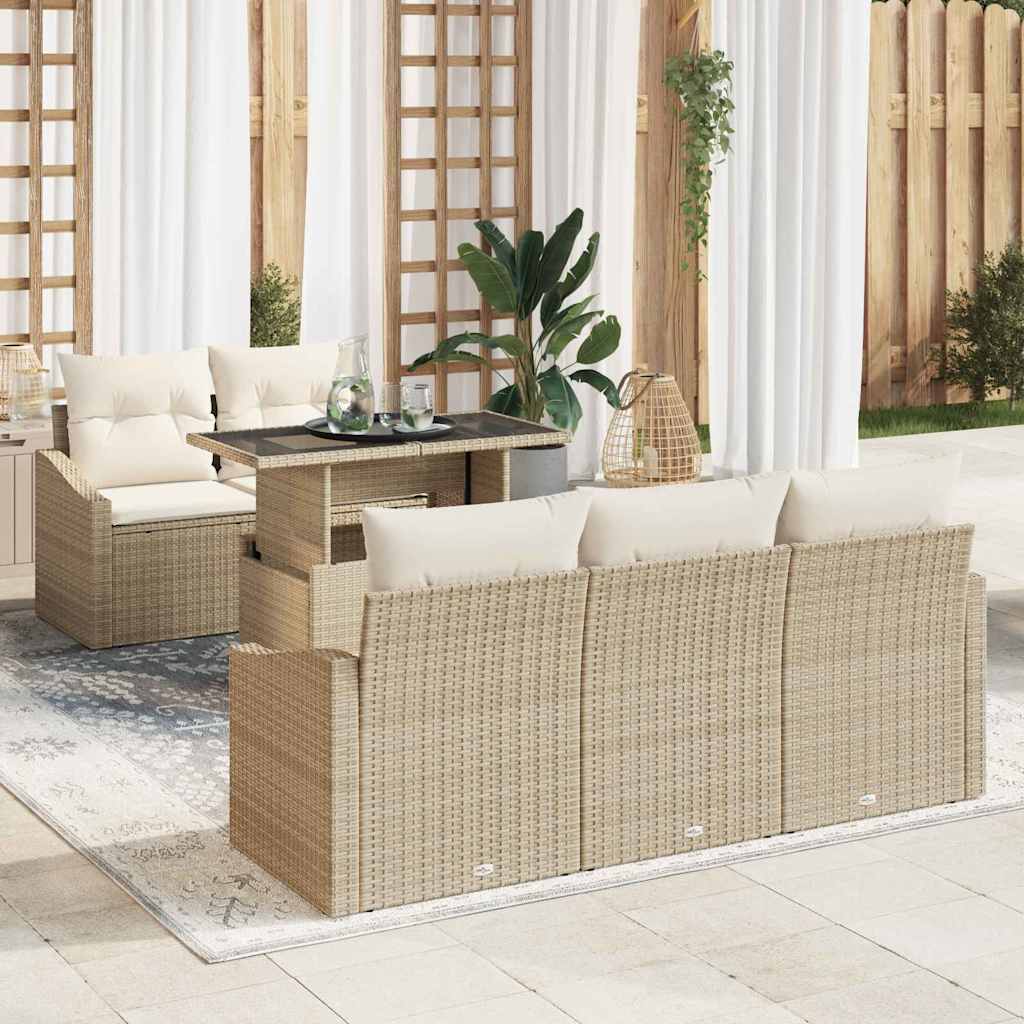 Sjedeća garnitura za vrt s pohranom 6 pcs Bež Poli ratan