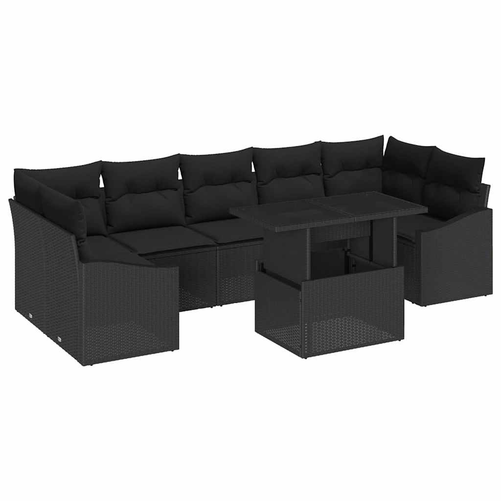 Sjedeća garnitura za vrt s pohranom 8 pcs Crna Poli ratan