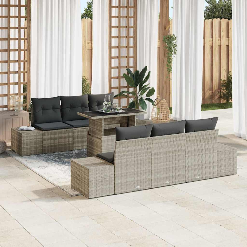 Sjedeća garnitura za vrt 7 pcs Svijetlo siva i tamno siva
