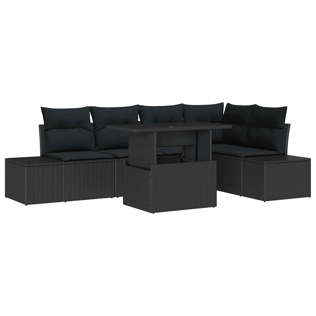 Sjedeća garnitura za vrt s pohranom 6 pcs Crna Poli ratan