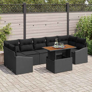 Sjedeća garnitura za vrt 8 kom. Crna 289 x 123.5 x 69 cm