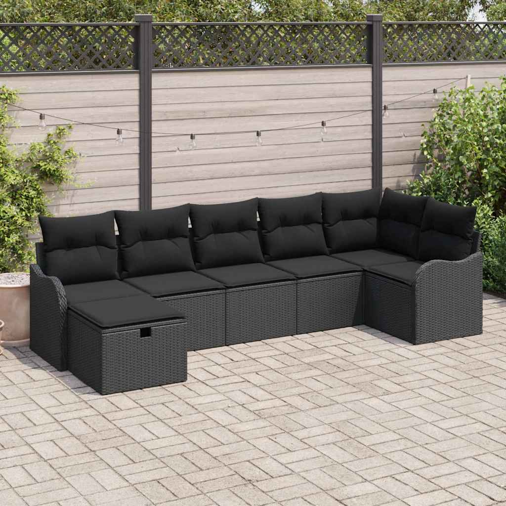 Set sofe s jastukom s pohranom 7 pcs Crna poliratan