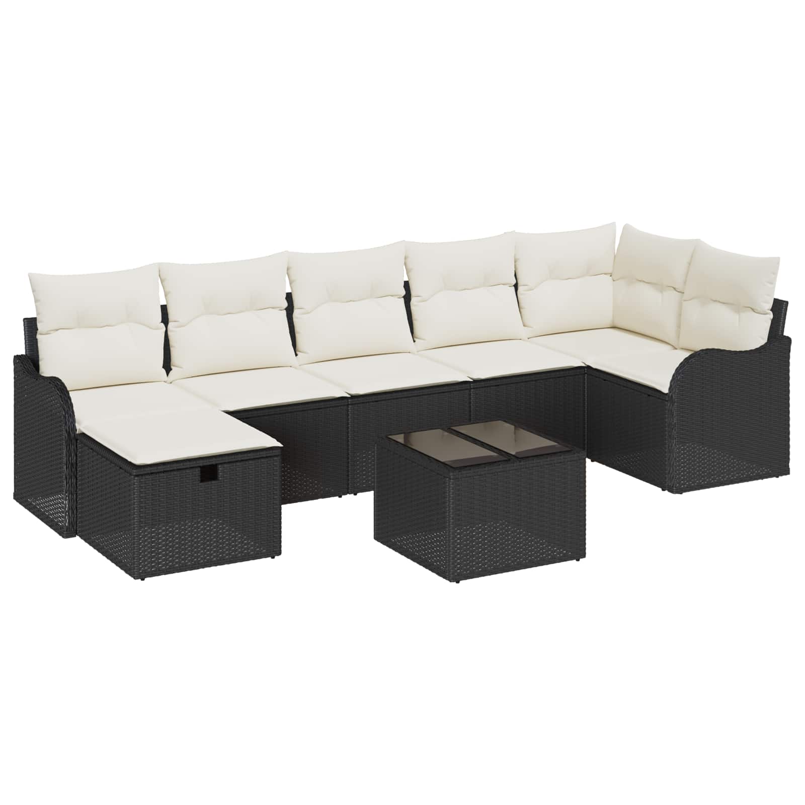 Set sofe s jastukom s pohranom 8 pcs Crna i Krema poliratan