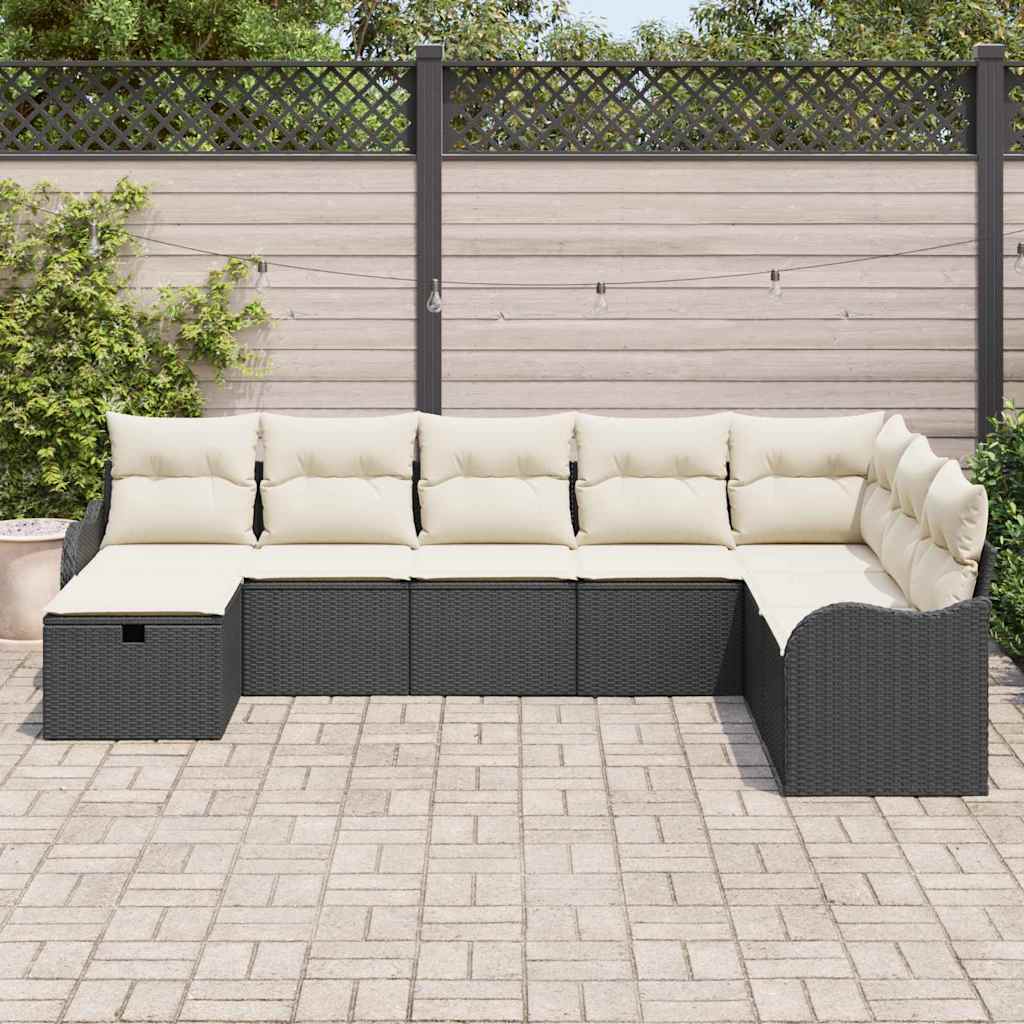 Set sofe s jastukom s pohranom 8 pcs Crna i Krema poliratan