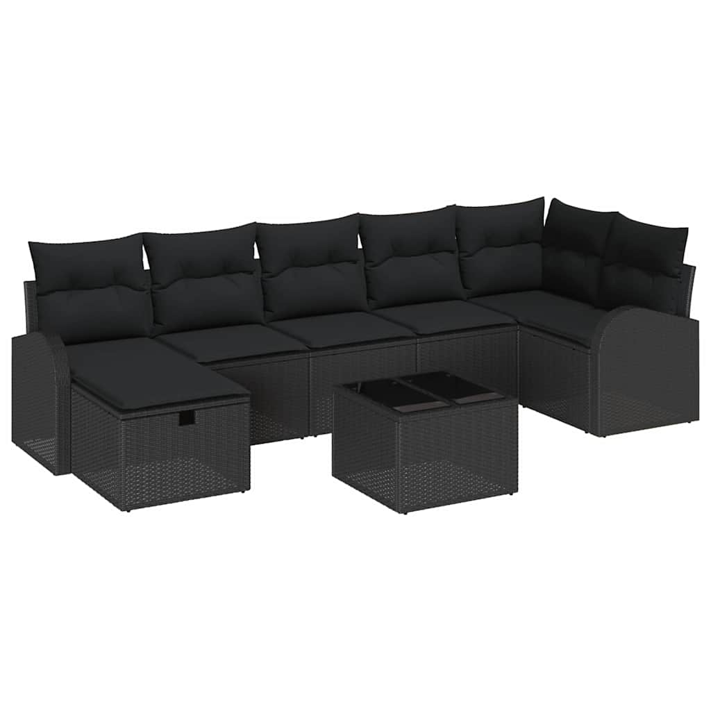 Set sofe s jastukom s pohranom 8 pcs Crna poliratan