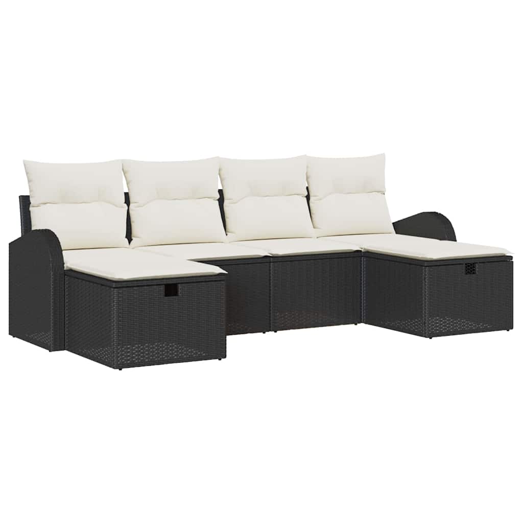 Set sofe s jastukom s pohranom 6 pcs Crna i Krema poliratan