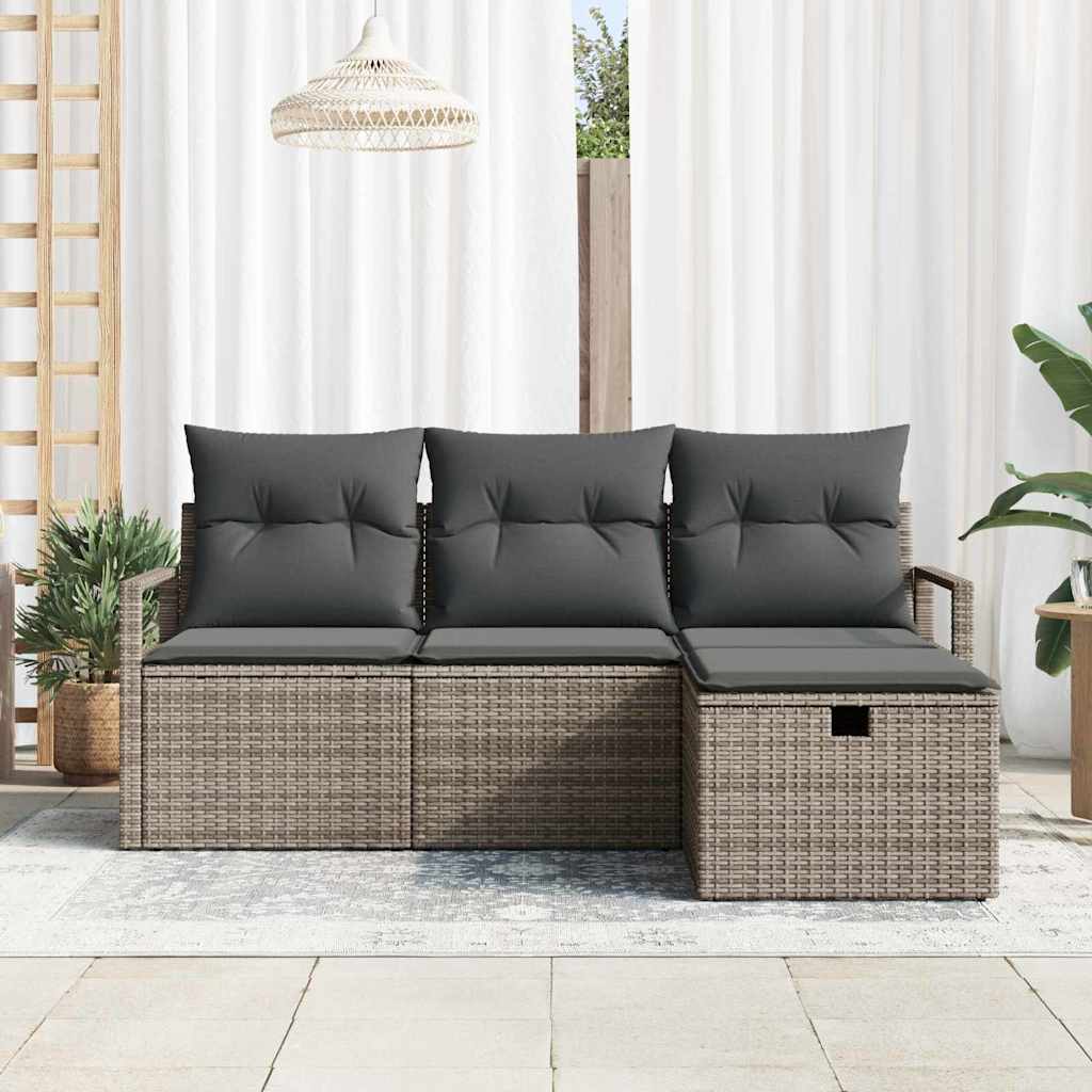 Set sofe s jastukom s pohranom 4 pcs Siva poliratan