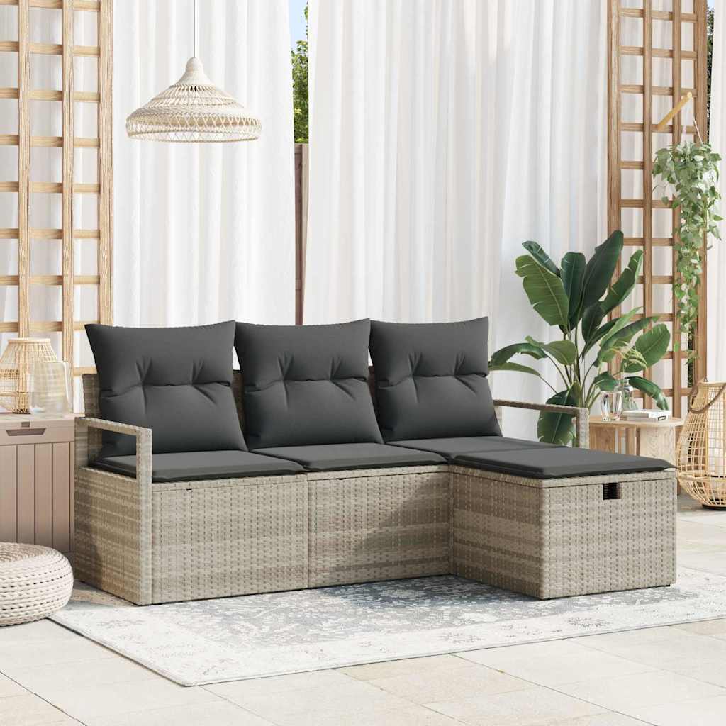 Set sofe s jastukom s pohranom 4 pcs Svijetlo siva poliratan