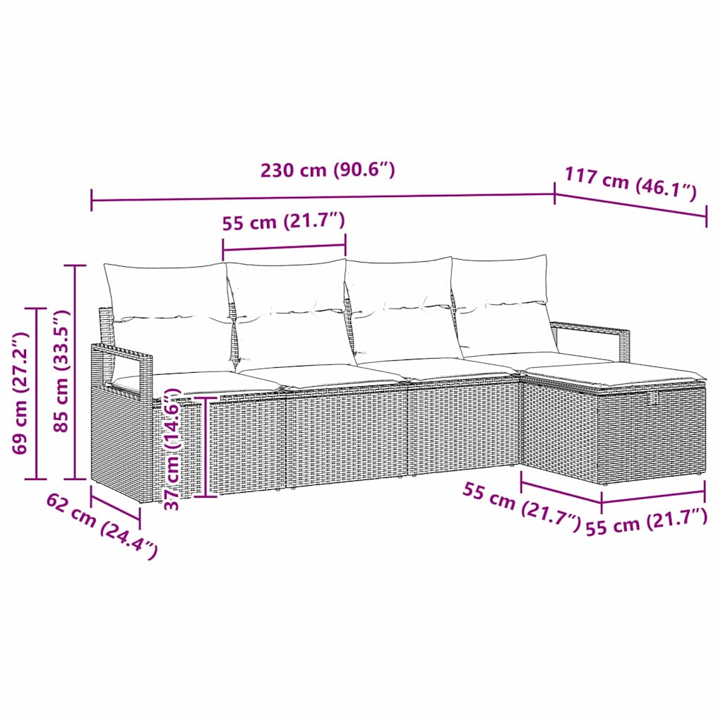 Set sofe s jastukom 5 pcs Bež i svijetlo siva poliratan