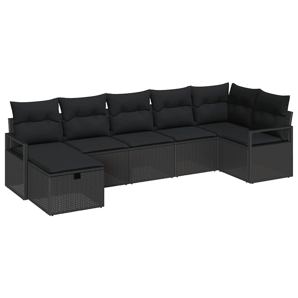 Set sofe s jastukom s pohranom 7 pcs Crna poliratan