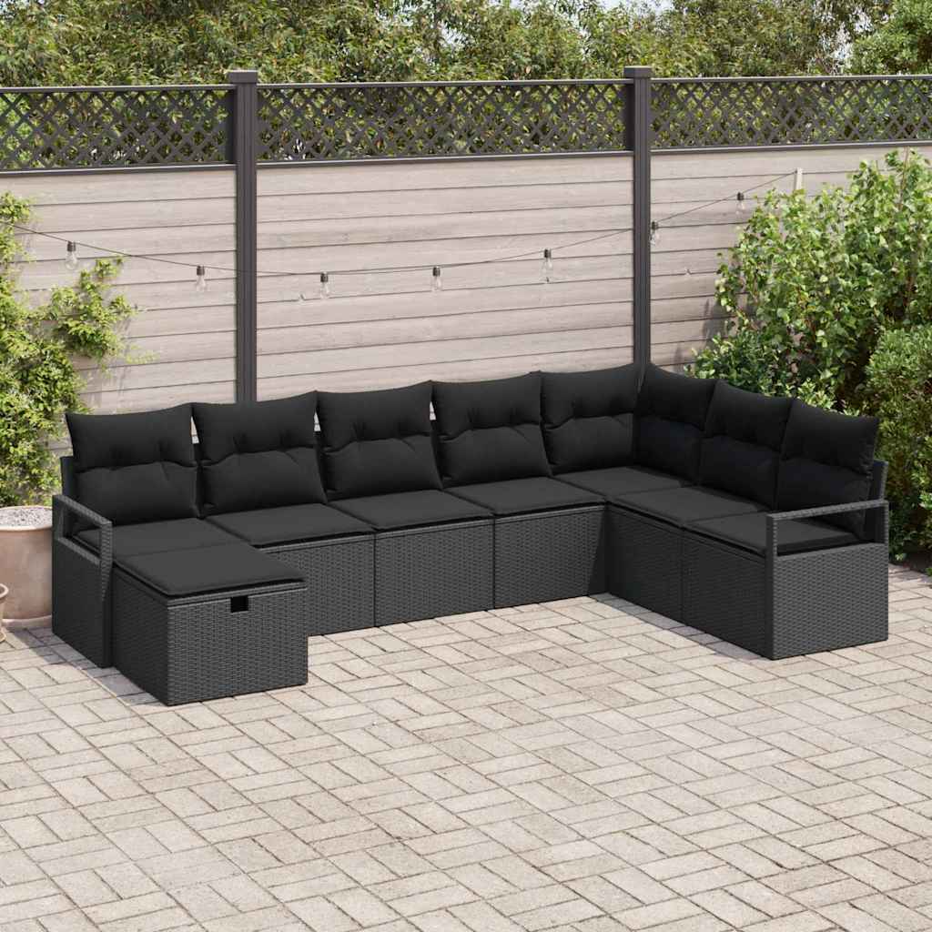 Set sofe s jastukom s pohranom 8 pcs Crna poliratan