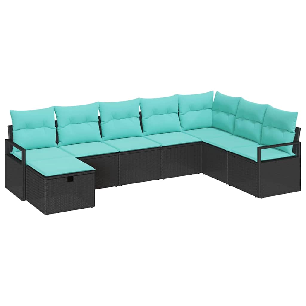 Set sofe s jastukom s pohranom 8 pcs Crna poliratan